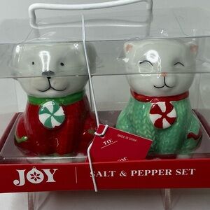 Dog And Cat Salt And Pepper Shakers By Joy, Christmas Holiday, New